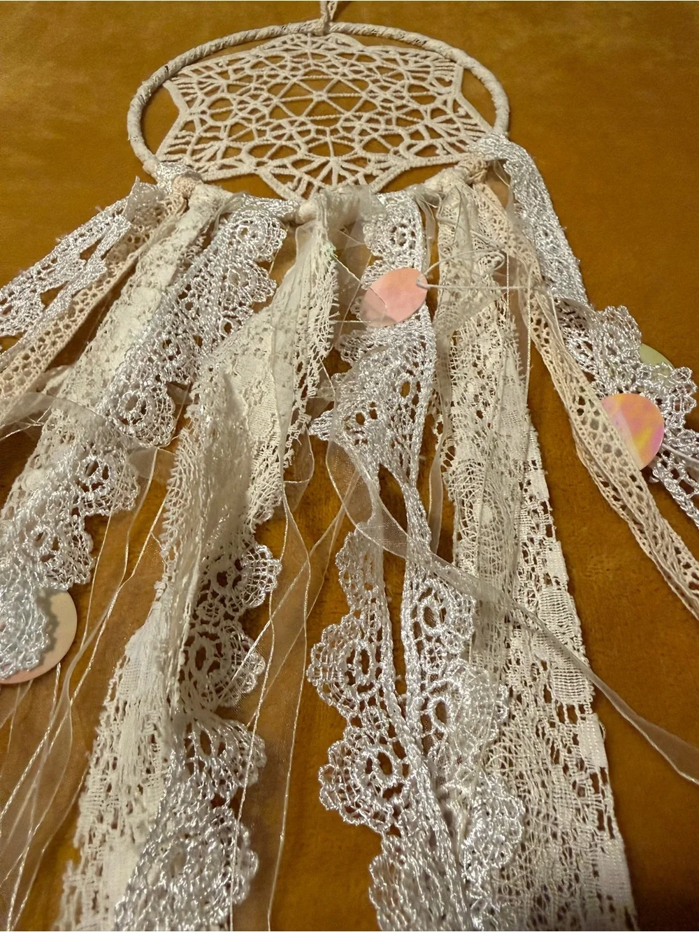 Urban Outfitters Cream Lace Dreamcatcher Wall Hanging